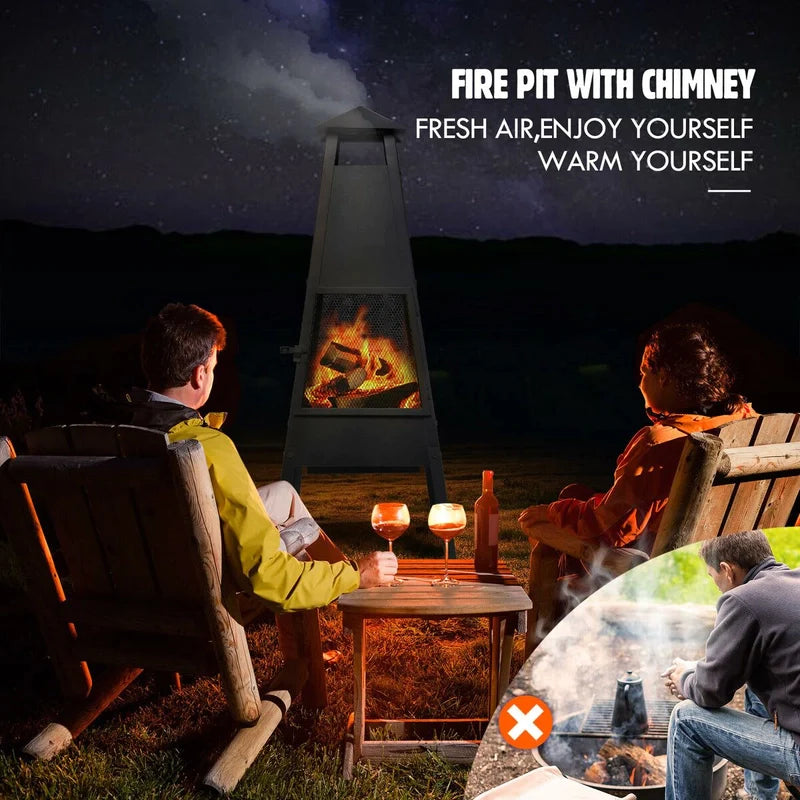 Portable Chimney Fire Pit with Cover