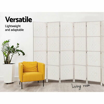 8-Panel White Pine & Woven-Paper Folding Room Divider