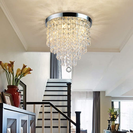 Crystal Chandelier, 3 Lights Modern Crystal Chandelier Light Fixture, H 24 cm x W 25 cm Mini Modern Ceiling Light for Bedroom, Hallway, Bar (Bulbs Not Included)