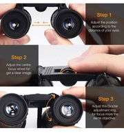 8×21 Compact Folding Binoculars with Strap & Carry Bag