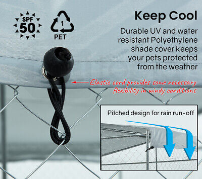 4 × 4 m Chain-Link Dog Kennel Run with Shade Cover