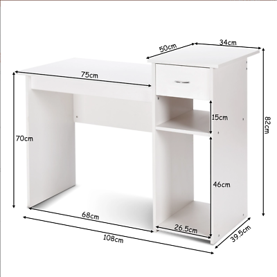 White Computer Desk with Storage Shelves
