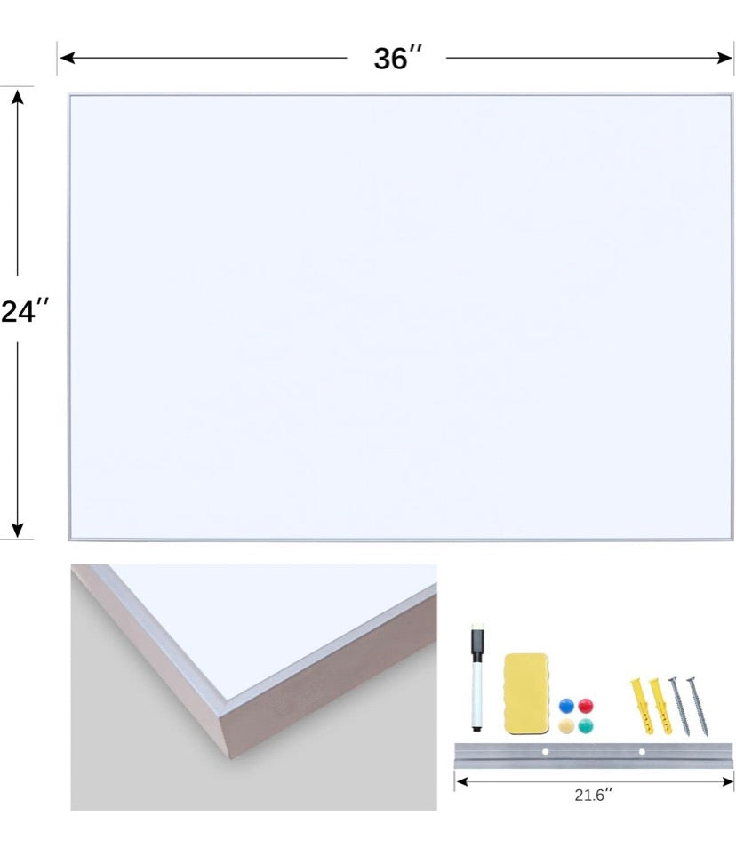 Ultra-Slim White Board, 900 x 600 mm Magnetic Hanging Whiteboard for Wall for Kids