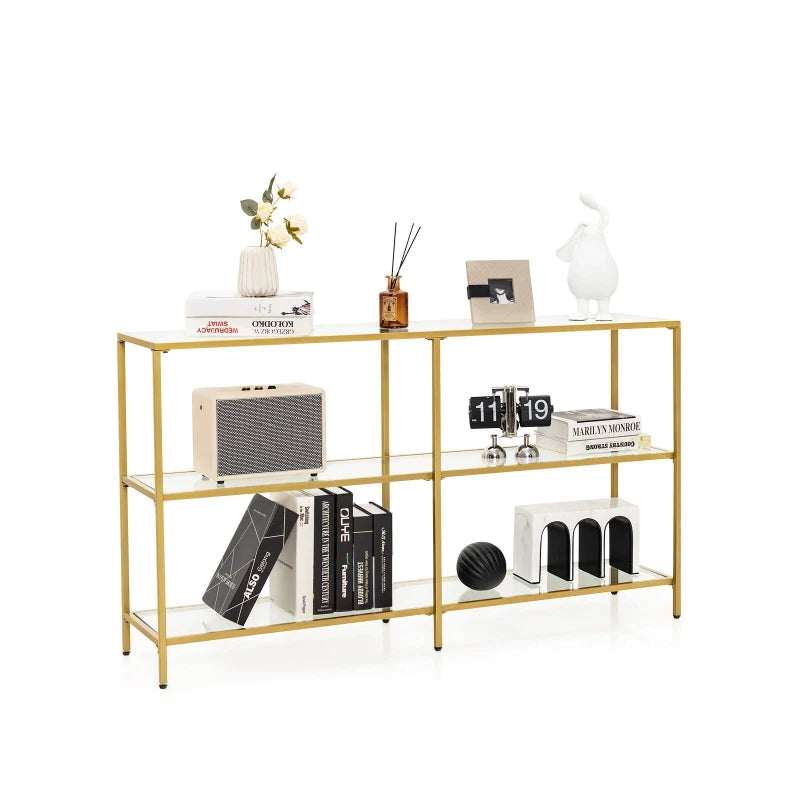 3-Tier Tempered-Glass Console Table