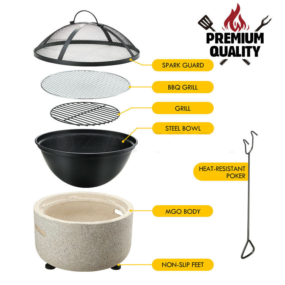 45 cm Portable Fire Pit, BBQ & Smoker