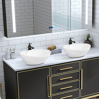 High-Gloss Oval Ceramic Countertop Basin – 41 cm