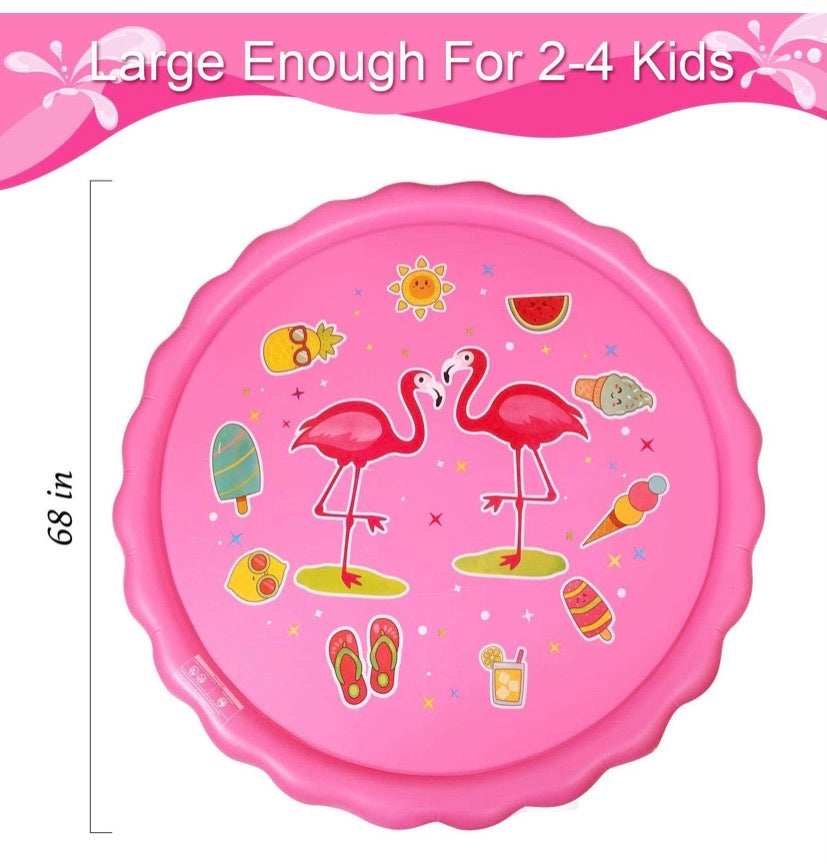 2020 Upgraded 68 Inch Inflatable Flamingo Splash Pad Water Pool Sprinkler Mat Toy for Kids Water Play