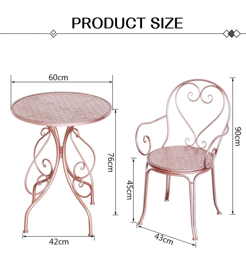 3 Piece Outdoor Garden Table Desks and Chairs Set Love Design Bistro Set, Bistro Table Set Retro Style Garden Furniture White Colour (Chairs*2）