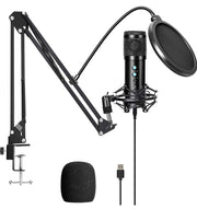 USB Condenser Microphone Kit for Computer, Adjustable Metal Arm Stand,Computer Mic 192kHz/24bit for Professional Streaming Podcast, Live Streaming, YouTube Recording,Gaming,Sing,Studio/Home Recording