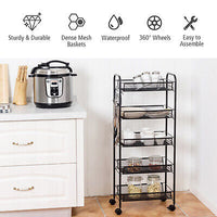 5-Basket Rolling Utility Storage Cart