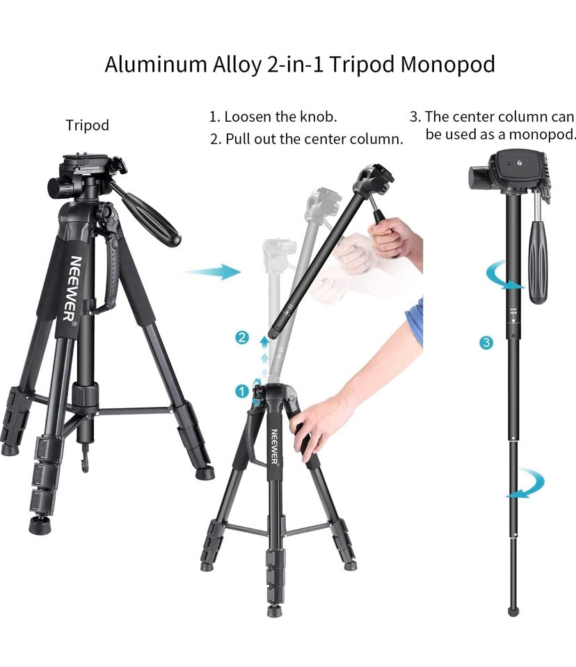 Neewer Portable Aluminum Alloy Camera 2-in-1 Tripod Monopod Max