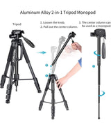 Neewer Portable Aluminum Alloy Camera 2-in-1 Tripod Monopod Max