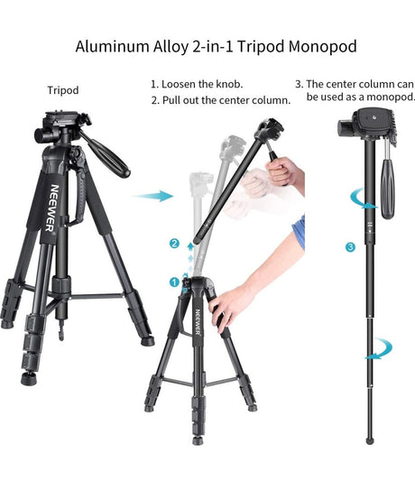 Neewer Portable Aluminum Alloy Camera 2-in-1 Tripod Monopod Max