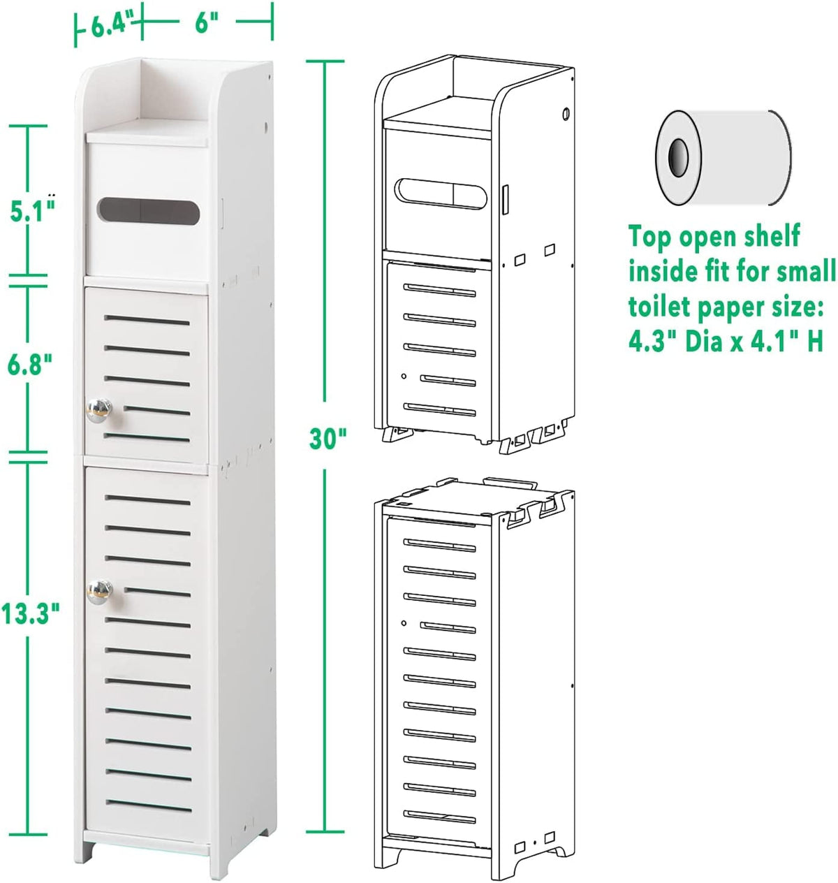 80 cm Slim Toilet-Roll Storage Stand