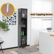 180 cm Five-Tier Tall Storage Cabinet with Glass Doors