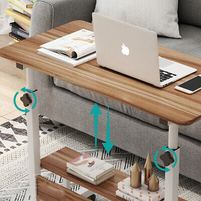 Foldable Height-Adjustable Overbed Laptop Table with Wheels
