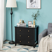 Black 3-Drawer Side Table & Nightstand