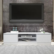 White TV Stand with 2 Doors & Storage