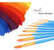 10-Piece Artist Paint Brush Set for Acrylic, Oil & Watercolour