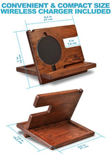 Wood Phone Docking Station Ash Key Holder Wallet Stand Watch Organizer Men Gift Husband Wireless Charging Pad Slim Birthday Nightstand Purse Tablet Compatible with iPhone Samsung Plus All Qi Devices