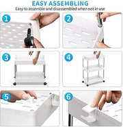 4-Tier Slim Rolling Storage Trolley
