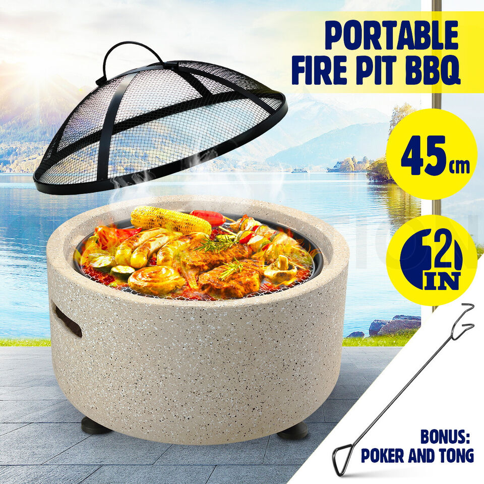 45 cm Portable Fire Pit, BBQ & Smoker