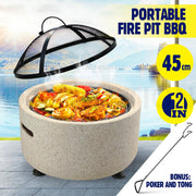 45 cm Portable Fire Pit, BBQ & Smoker