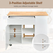 Drop-Leaf Rolling Kitchen Island with Cabinet & Drawer