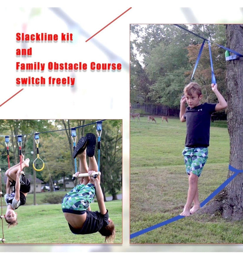 Ninja Warrior Line Hanging Obstacle Course for Kids