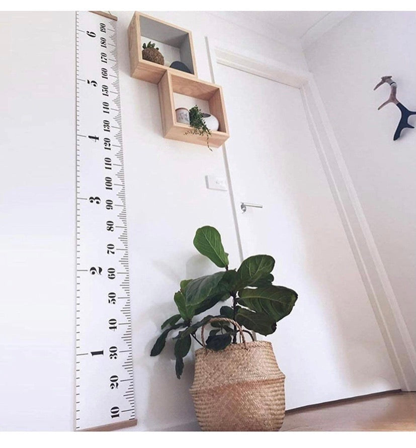 200cm Hanging Canvas Children’s Height Chart with Wooden Rails