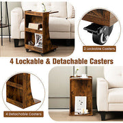 Rolling C-Shaped Sofa Side Table