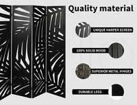 Black Paulownia-Wood 4-Panel Folding Room Divider