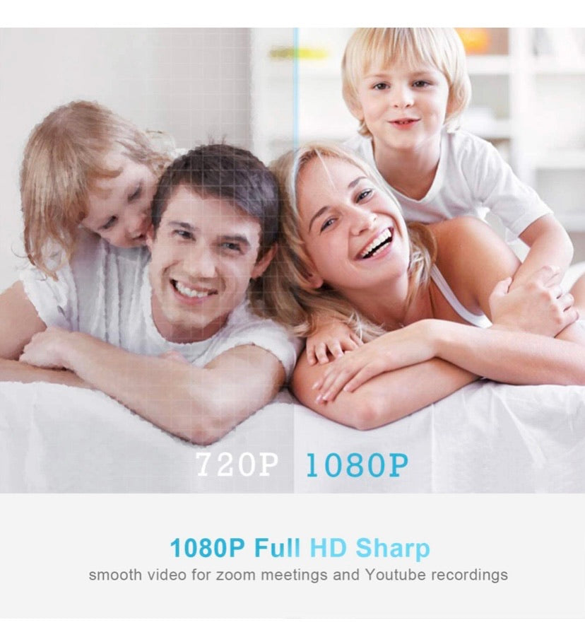 Webcam 1080P Full HD with microphone, JOYACCESS USB Computer Camera Compatible with Mac PC Laptop Tablet. Multi-Compatible, for Computer Windows Video Conferencing, Recording, and Streaming (Black Red)