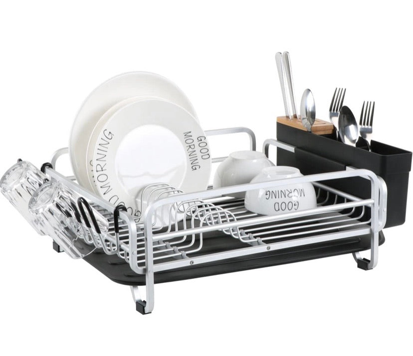 Kingrack Dish Rack, Aluminum Dish Drainer, Dish Drying Rack with Removable Drip Tray
