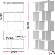 Artiss Bookshelf 5-Tier Bookcase Storage Display Shelf, White