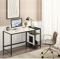 Computer Desk with 2-Tier Shelves – White & Black