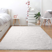 Fluffy Rug, Super Soft Fuzzy Area Rugs for Bedroom Living Room - 4' x 6' Large Plush Furry Shag Rug - Kids Playroom Nursery Classroom Dining Room Decor Floor Carpet, Cream White