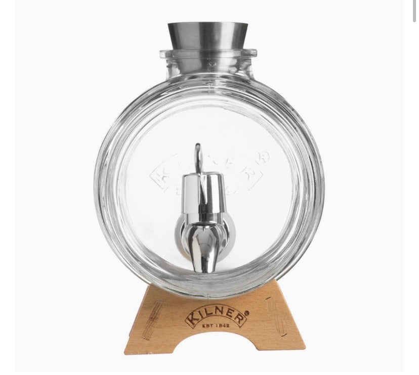 Drinks Barrel Dispenser with Wooden Stand 1Litre