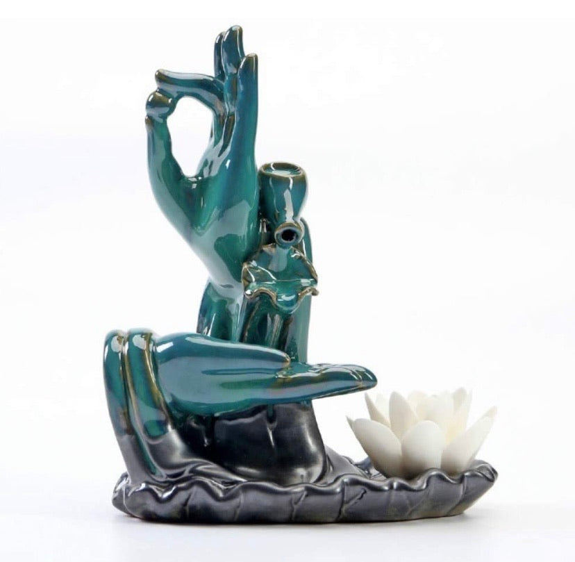 Ceramic Zen Buddha's-Hand Backflow Incense Burner