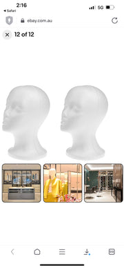 Foam Mannequin Heads for Wigs, Hats & Glasses – 2 Pack