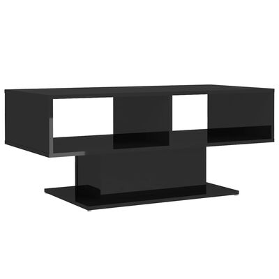 High-Gloss Black Coffee Table – 103.5 × 50 cm