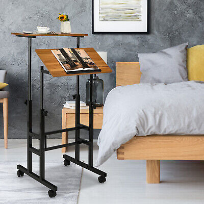 Mobile 2-Tier Adjustable Sit-Stand Laptop Desk