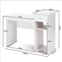 White Writing Desk with Storage Shelves