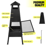 Portable Chimney Fire Pit with Cover