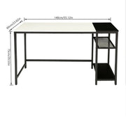 Computer Desk with 2-Tier Shelves – White & Black
