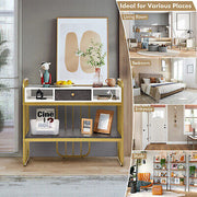Faux-Marble Console Table with Shelf