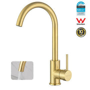 Brushed Gold Brass Kitchen Mixer Tap – 360° Swivel