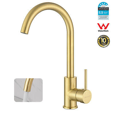 Brushed Gold Brass Kitchen Mixer Tap – 360° Swivel