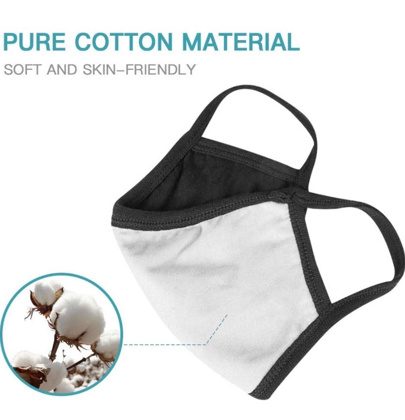 Reusable Two-Layer Cotton Fabric Face Masks – 5 Pack