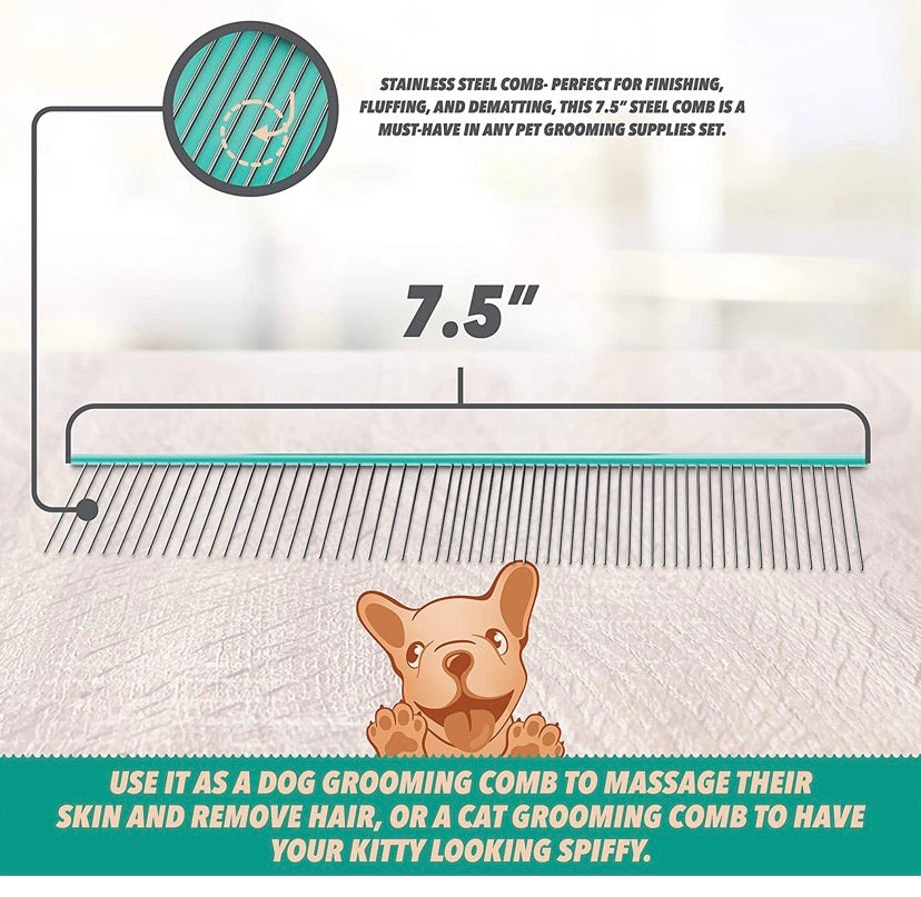 3-Piece Dog & Cat Grooming Kit – Brush, Comb & Nail Clippers